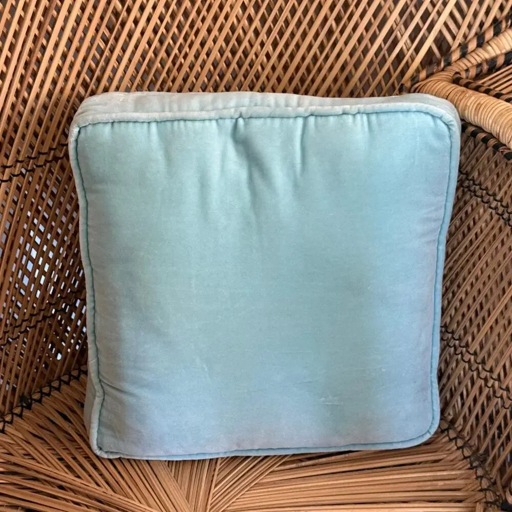 Vintage Hardanger Embroidery pillow blue decorative pillow 13x13 in